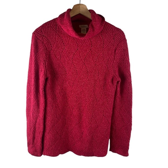 Sundance Womens Champlain Swirl Open Knit Turtleneck Sweater Medium - Picture 3 of 7